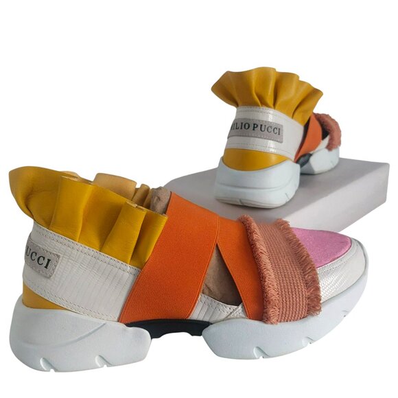 EMILIO PUCCI Sneakers Size 7.5 Colorful Leather Dopamine Slip On Designer Kicks - Picture 15 of 15